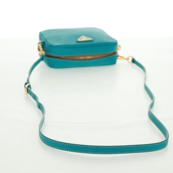 PRADA Shoulder Bag Safiano leather Turquoise Blue Gold Auth 159879SAV - Picture 7 of 16